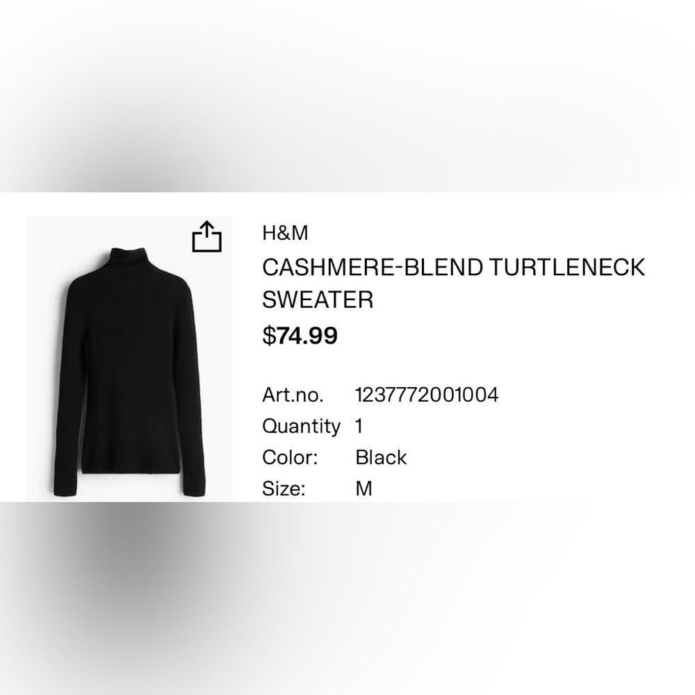H&M Cashmere Blend Turtleneck Sweater - Picture 3 of 3